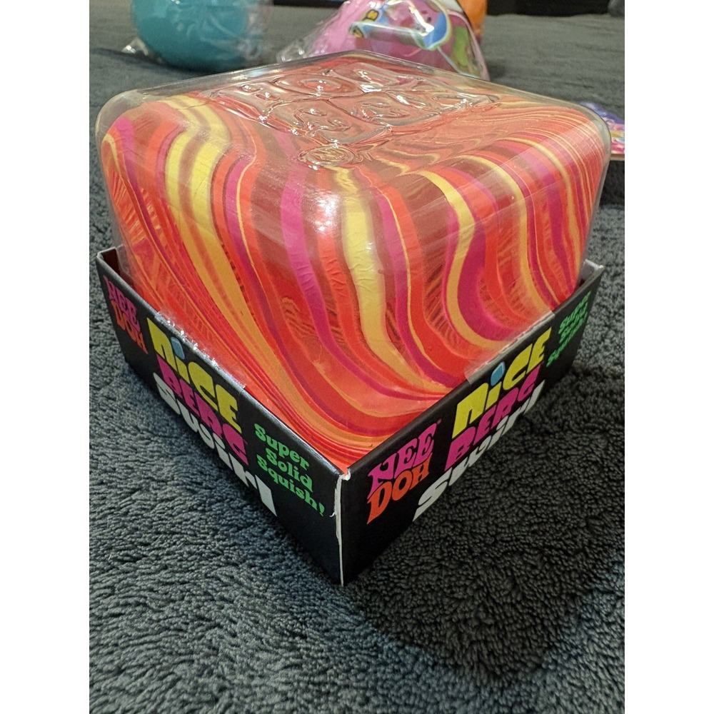 NeeDoh Nice Berg Swirl XL Giant Nee Doh Squishy Swirl Cube Orange Pink Yellow